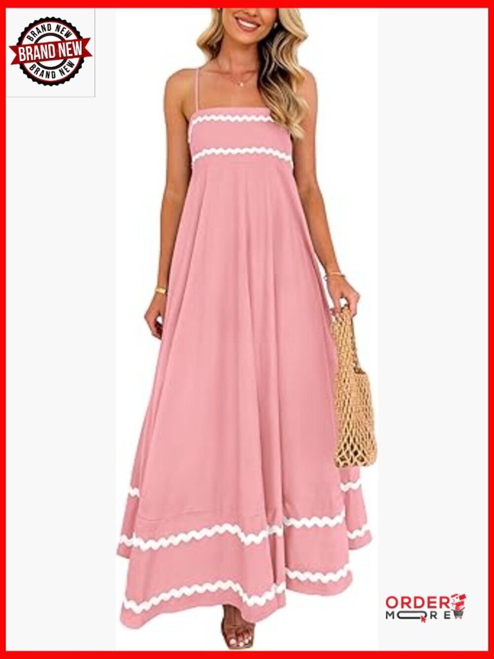 Flowy Maxi Dress Sleeveless Spaghetti Strap Ruffle Beach Long